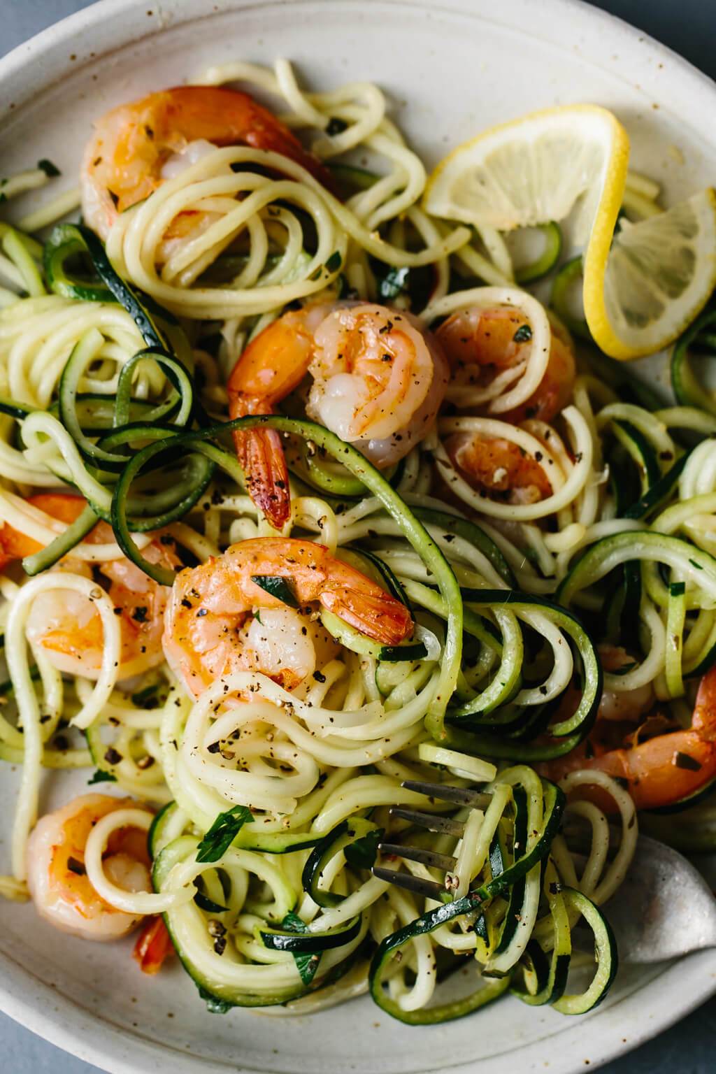 Lisa Bryan's zucchini pasta lemon garlic shrimp